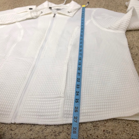 White CJ Banks Jacket Waffle Knit Full Zipper Plus - Picture 6 of 8